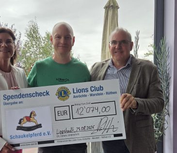 Lions Clubs Anröchte-Warstein-Rüthen unterstützt Schaukelpferd e.V. Stutensee